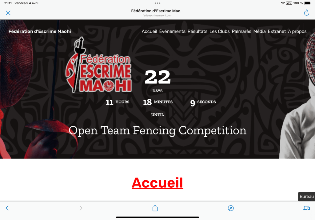 Lancement du nouveau site officiel de la Fédération d’Escrime Ma&rsquo;ohi à&nbsp;Tahiti