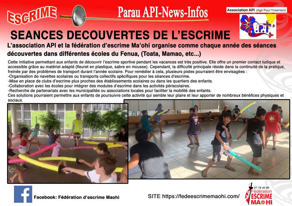 Association API                      DECOUVERTE DE&nbsp;L’ESCRIME